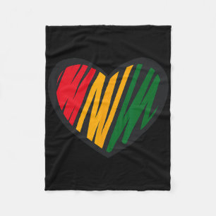 Black History Month Red, Gold And Green Heart For  Fleece Blanket