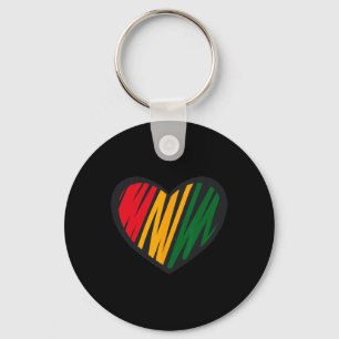 Black History Month Red, Gold And Green Heart For Key Ring