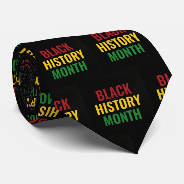 BLACK HISTORY MONTH Red Yellow Green BHM Tie (Rolled)