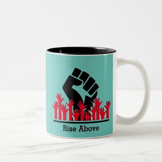 Black History Month RISE ABOVE  Two-Tone Coffee Mug (Right)