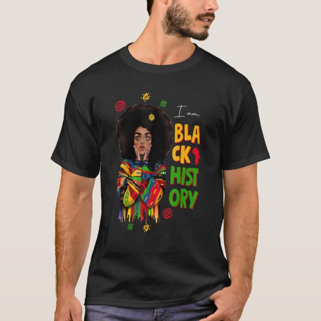 Black History Month Shirt Girls African Woman Afro (Front)