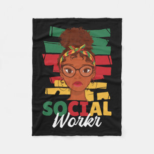 Black History Month Social Worker Social Work Mont Fleece Blanket