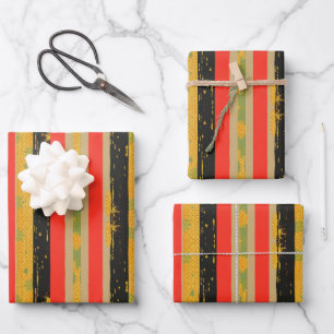 Black History Month Stripes Pattern Wrapping Paper Sheet