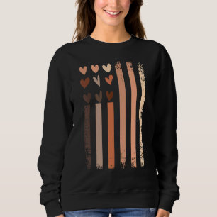 Black History Month Usa Flag Skin Tone Hearts Mela Sweatshirt