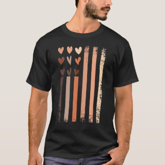 Black History Month Usa Flag Skin Tone Hearts Mela T-Shirt