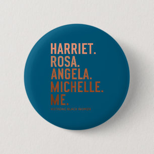 Black history month women leaders excellence rosa 6 cm round badge