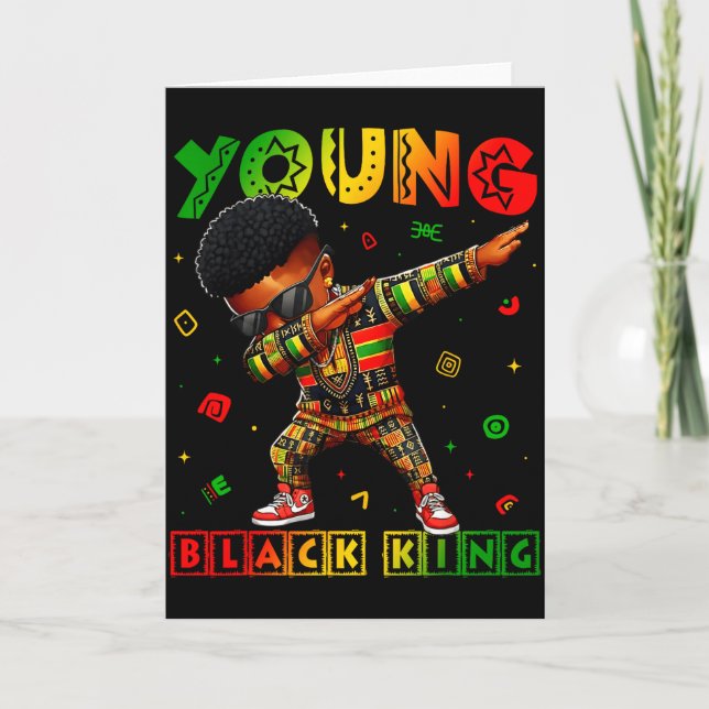 Black History Month Young Black King African Pride Card (Front)