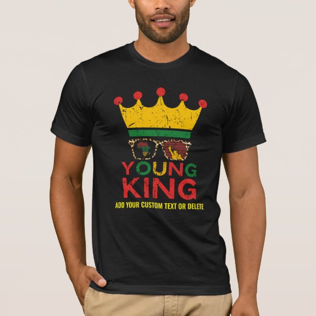 Black History Month Young King Rustic BLM T-Shirt (Front)
