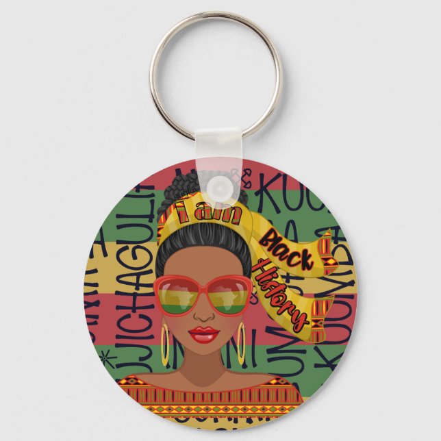 Black History Multicolor Fashion Designer Keychain (Front)