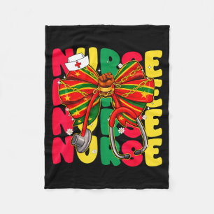 Black History Nurse Coquette Melanin Fleece Blanket