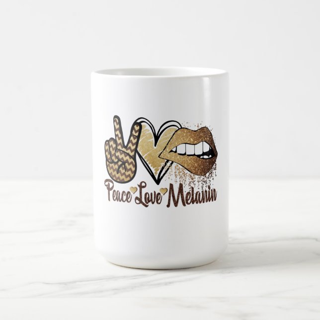 Black History Peace Love Melanin Morphing Mug (Center)