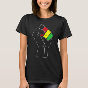 Black History Power Fist Africa Flag African Ameri T-Shirt