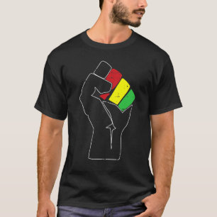 Black History Power Fist Africa Flag African Ameri T-Shirt