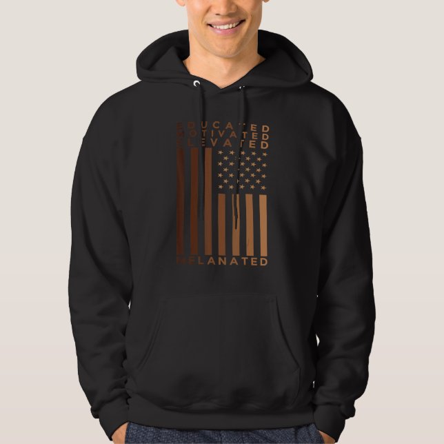 Black History Pride  Educated Motivated Elevated M Hoodie (Front)
