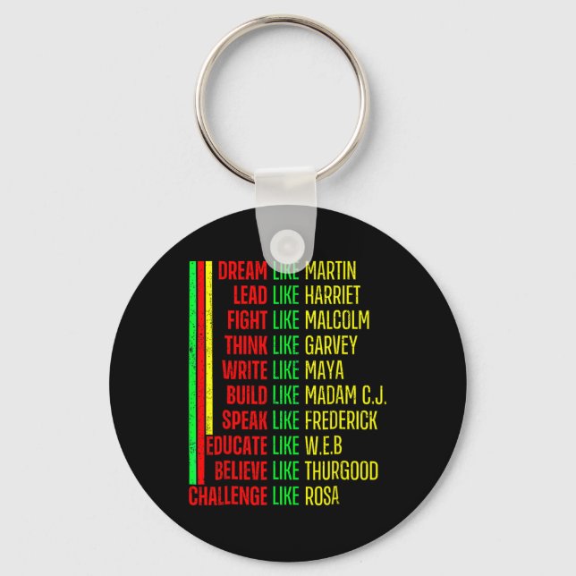 Black History Pride Martin Black Afro African  Key Ring (Front)