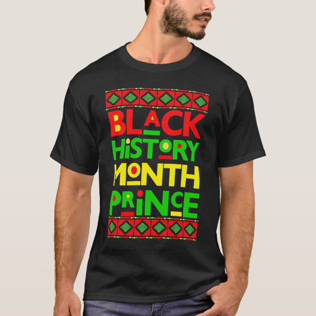 Black History Prince Melanin Boy Son Bruh Brown Sk T-Shirt (Front)