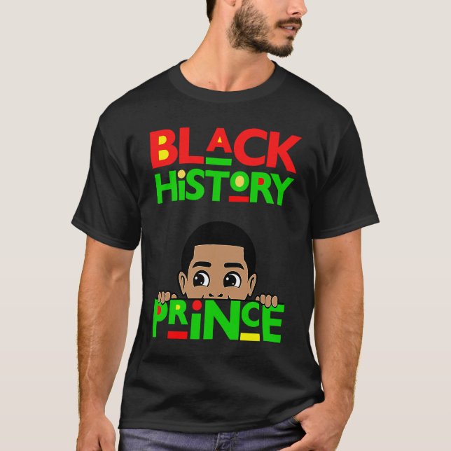 Black History Prince Melanin Boy Son Bruh Brown Sk T-Shirt (Front)