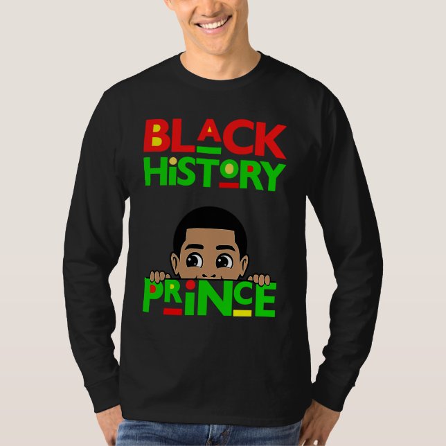 Black History Prince Melanin Boy Son Bruh Brown Sk T-Shirt (Front)