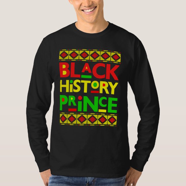 Black History Prince Melanin Boy Son Bruh Brown Sk T-Shirt (Front)