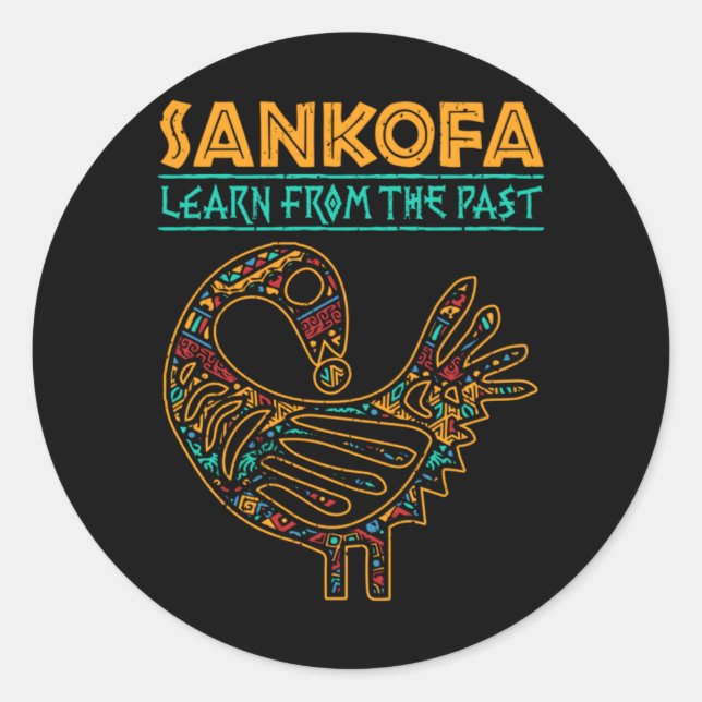 black history sankofa african bird juneteenth classic round sticker (Front)