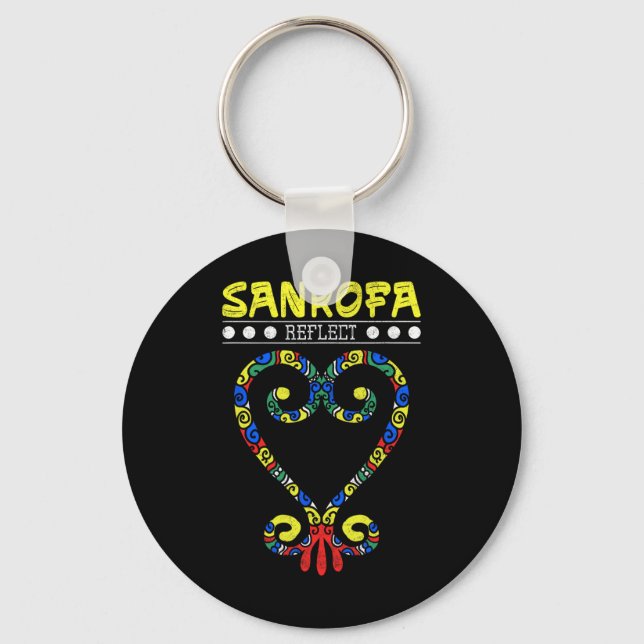 Black History Sankofa Heart Reflect African Birds  Key Ring (Front)