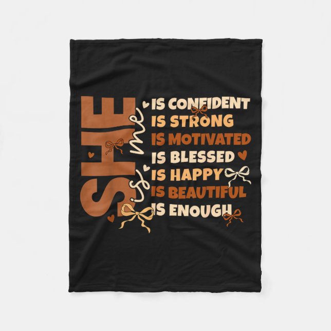 Black History She Is Me Strong Educated Blessed Wo Fleece Blanket (Front)