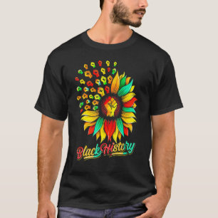 Black History Sunflower Fist Proud African Inspira T-Shirt