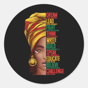 Black History T Shirts Black History Month Dream L Classic Round Sticker