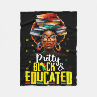 Black History T Shirts Girl Women Pretty Black Edu Fleece Blanket