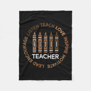 Black History Teacher Teach Love African American  Fleece Blanket