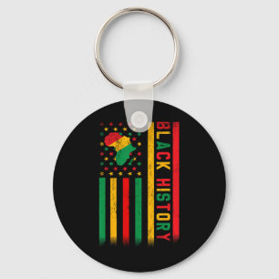Black History Usa American Flag Month African Men Key Ring