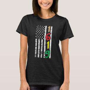 Black History Usa Flag 1619 Cool African American T-Shirt