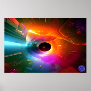 BLACK HOLE IN DIGITAL NEON POSTER