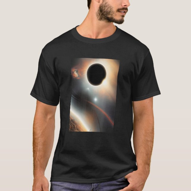 Black Hole In Outer Space Universe Galaxy Science T-Shirt (Front)