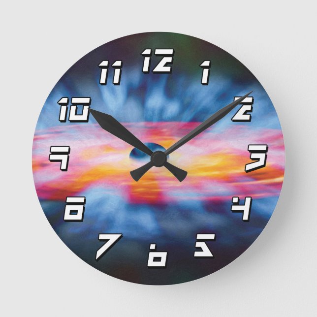 Black Hole Outflows - Colourful Artist Concept Round Clock (Front)