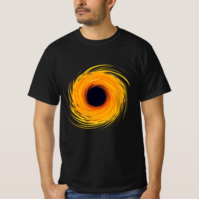 Black Hole printed on black T-Shirt (Front)