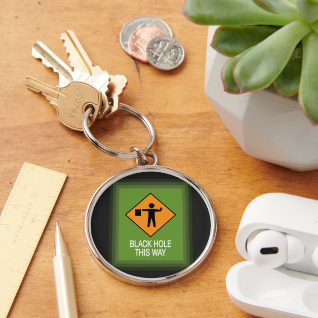 Black Hole This Way Zoom Frame Key Ring (Desk)