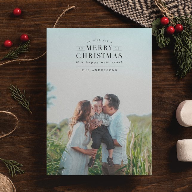 Black Holiday Plaid Photo Christmas Card (Creator Uploaded)