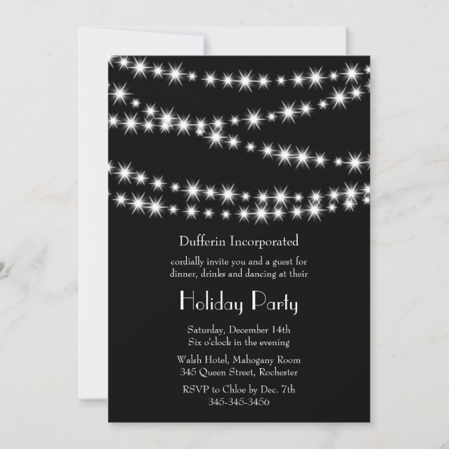 Black Holiday Twinkle Lights Invitation (corp) (Front)
