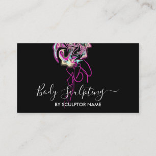 Black Hologram marble contouring aesthetician Business Card