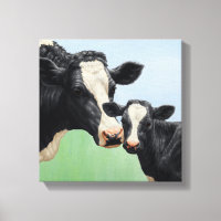Black Holstein Cow & Cute Calf