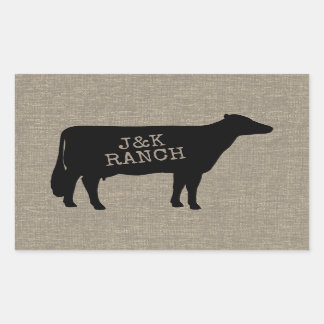 Black Holstein Cow Silhouette Personalised Rectangular Sticker