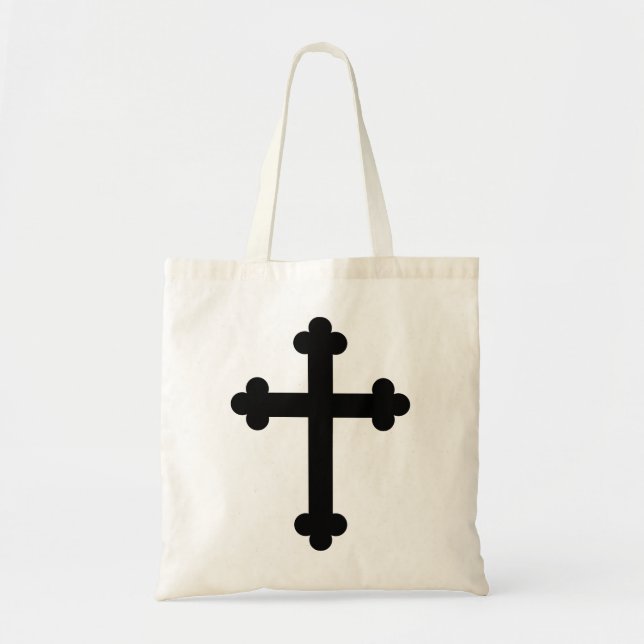 Black Holy Glory Christian Cross tote bag (Front)