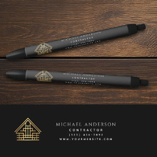 Black Home Building Construction Business Ink Pen