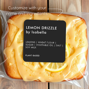 Black Homemade Cake Product Ingredient Labels