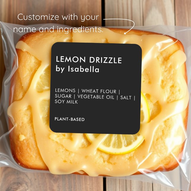 Black | Homemade Cake Product Ingredient Labels (Creator Uploaded)