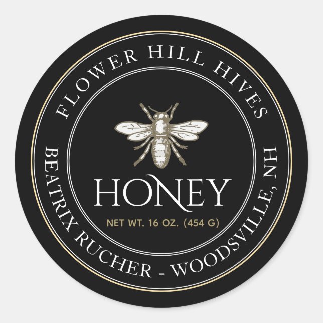 Black Honey Label with French Bee (Front)