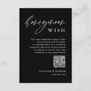 Black Honeymoon Wish QR Wishing Well Enclosure  Card