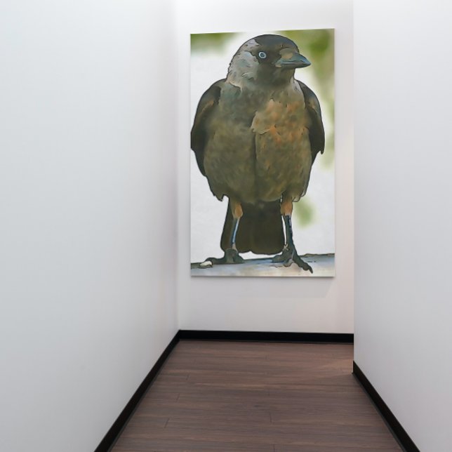 Black Hooded Crow Perched on A Balustrade Art Poster (Creator Uploaded)
