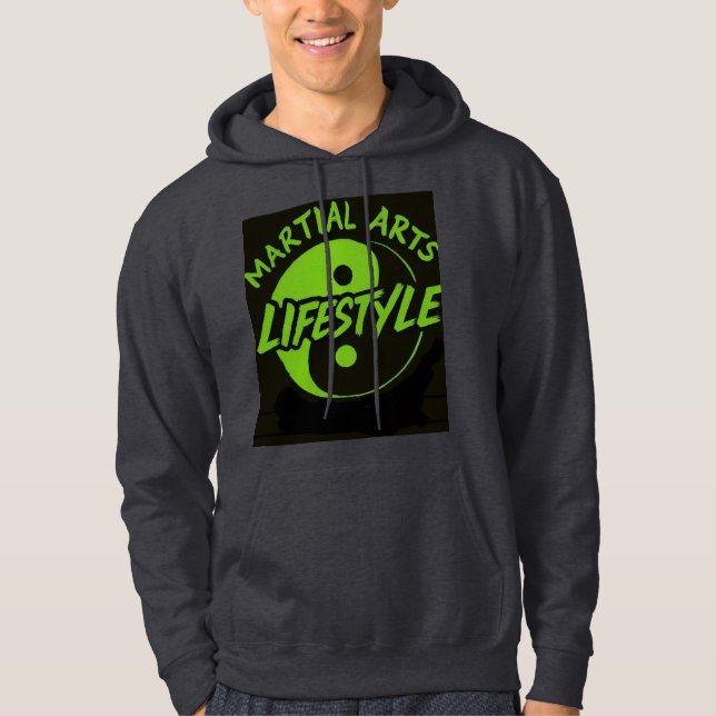 BLACK HOODIE NEON GREEN WRITING (Front)
